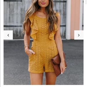 Vici Do + Be Yellow Eyelet Romper Size Small